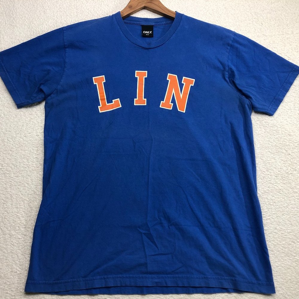 ONLY NY Mens Short Sleeve Crew Neck T-Shirt 100% Cotton Size XL Blue Made in USA